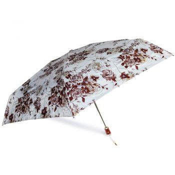 Gift Set – Parasolka ZEST w brązowe kwiaty + brązowy, skórzany pasek